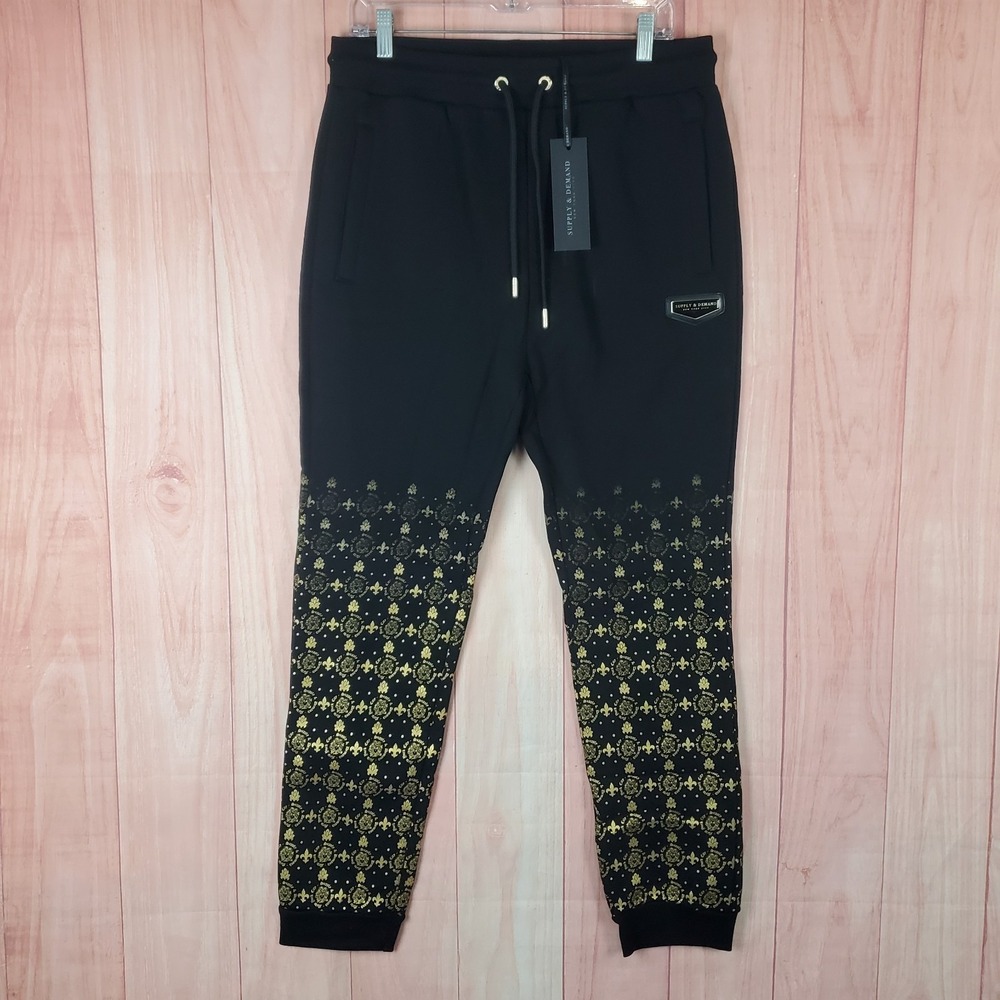 Supply & Demand Jogger Pants Mens XL Black Monogram Stretch Drawstring Running